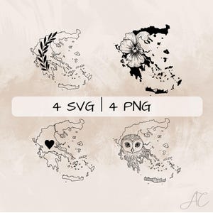 Griechenland SVG Bundle, Griechenland Umriss PNG, Griechenland Land Clipart, Handgezeichnete Griechenland Karte für Druck und Gravur