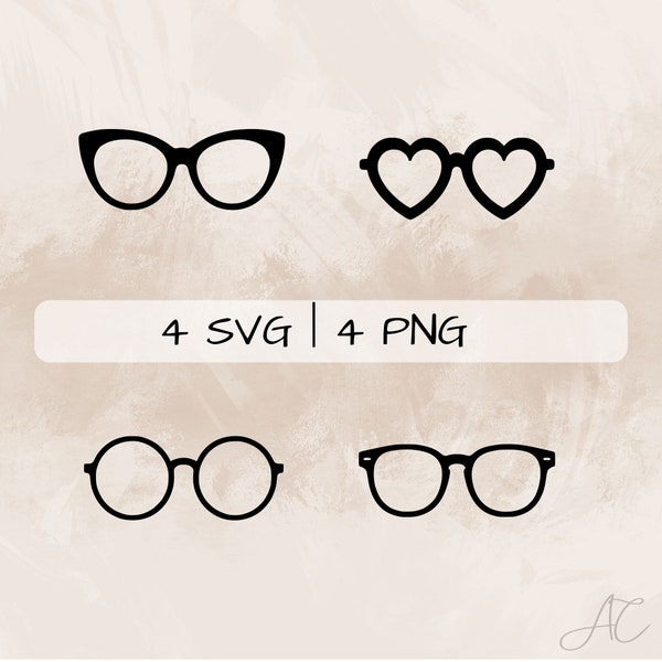 Glasses SVG bundle, Heart shaped Glasses  PNG, Round Glasses  Clipart, Hand drawn Glasses pictures for print and engraving