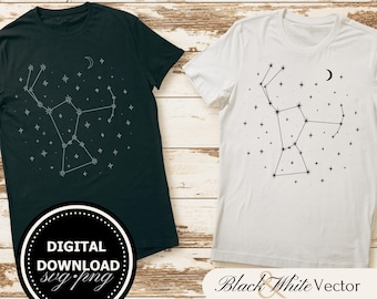Paquete SVG de la constelación de Orión: Gráficos de mapas estelares celestiales (descarga digital)