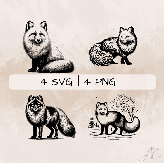 北極キツネ SVG バンドル、キツネ PNG、かわいい北極キツネ クリップ