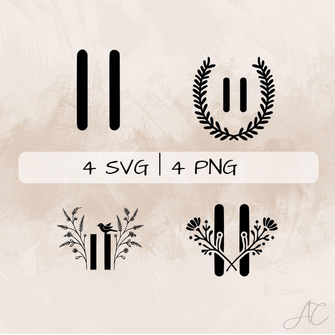 Pause SVG Bundle, Pause Sign PNG ,pause Symbol Clipart, Hand Drawn ...