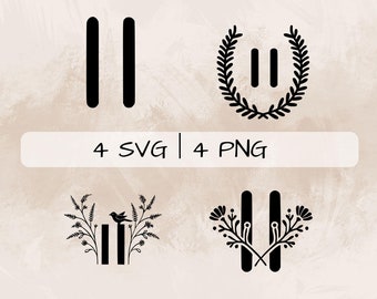 一時停止 SVG バンドル、一時停止サイン PNG、一時停止シンボル クリップアート、印刷および彫刻用の手描きの一時停止画像