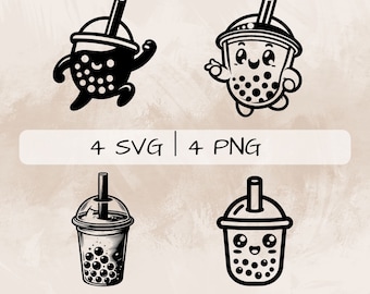 Bubble Tea SVG bundle, Ice Tea PNG, Boba tea Clipart, Hand drawn Bubble Tea pictures for print and engraving