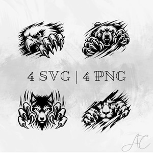 Animal claws SVG bundle, Claws PNG, Talons clipart , Bear vector, Hand drawn Claws pictures for print and engraving