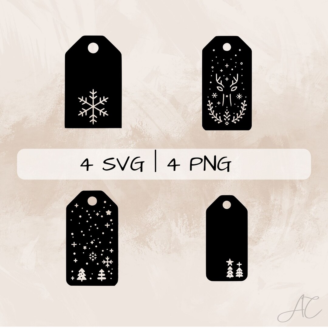 Christmas Tags SVG Bundle, Tags PNG, Christmas Tag Clipart, Hand Drawn ...
