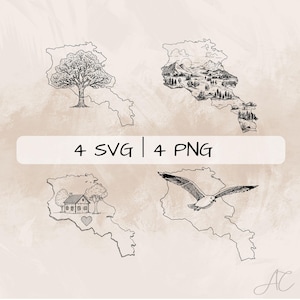 Armenia SVG Bundle, Armenia Outline PNG , Armenia Map Clipart, Hand drawn Armenia pictures for print and engraving
