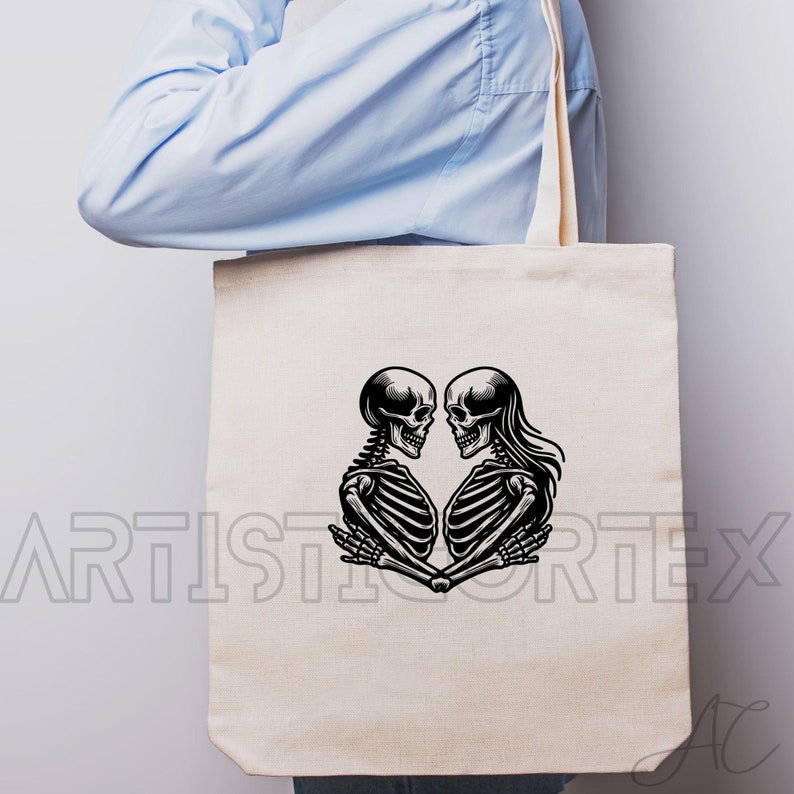 Paquete SVG de pareja de esqueletos, PNG de esqueleto, imágenes prediseñadas de amor de esqueleto, imágenes de esqueleto dibujadas a mano para imprimir y grabar imagen 4