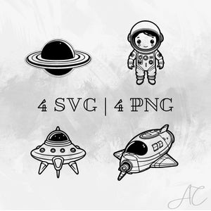 Outer space SVG, Astronaut PNG, Space ship clipart, Hand drawn Outer space pictures for print and engraving