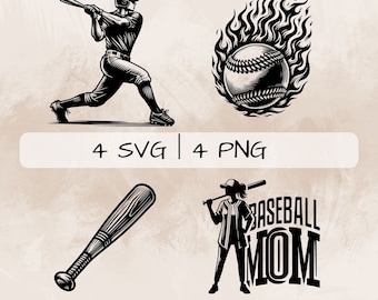 Baseball SVG Bundle, Baseball Mom PNG , baseball Ball Clipart, hand drawn Baseball pictures for print and engraving