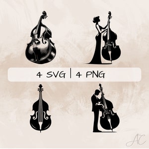 Contrabas SVG bundel, Bass PNG, Contrabas Clipart, Hand getrokken Contrabas foto's voor afdrukken en graveren