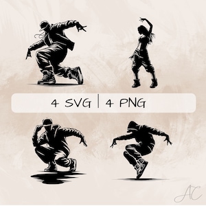 Hip Hop Dance SVG & PNG bundle,Dance Clipart, Hand drawn Hip Hop Dance pictures for print and engraving