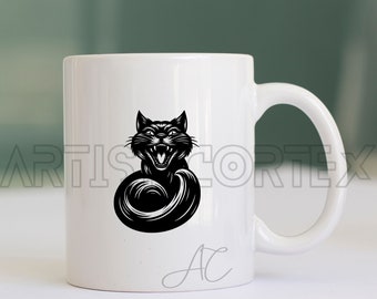 Evil Cat SVG Bundle, Cat PNG, Scary Cat Clipart , Hand Drawn Evil