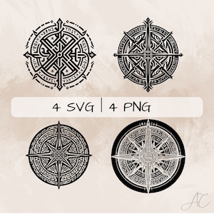 Vegvisir SVG, Vegvisir compass PNG, Viking compass Vector, Old runes clipart, hand drawn Vegvisir pictures for print and engraving