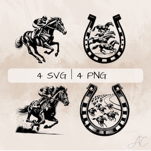 Race Horse SVG bundle, Horse Racing PNG, Horse Clipart, Hand drawn Race Horse  pictures for print and engraving