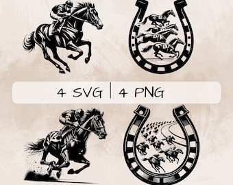 Race Horse SVG bundle, Horse Racing PNG, Horse Clipart, Hand drawn Race Horse  pictures for print and engraving
