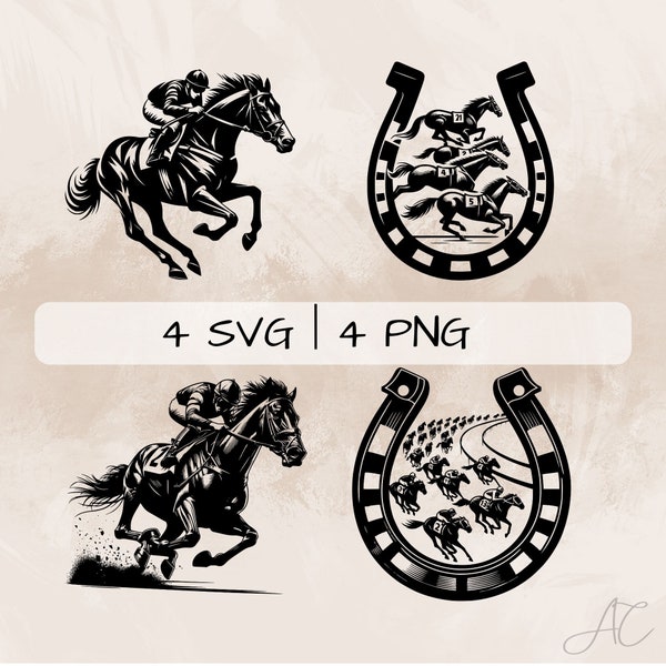 Race Horse SVG bundle, Horse Racing PNG, Horse Clipart, Hand drawn Race Horse  pictures for print and engraving