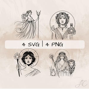 Circe SVG Bundle, Circe Zauberin PNG, Clipart griechische Mythologie, handgezeichnete Circe Bilder zum Drucken und Gravieren