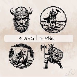 Viking SVG bundle, Warrior PNG, Battle Clipart, Hand drawn Viking pictures for print and engraving
