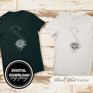 Vietnam SVG Bundle, Vietnam Outline PNG ,Vietnam Map Clipart, Hand drawn Vietnam and Lotus Flower pictures for print and engraving