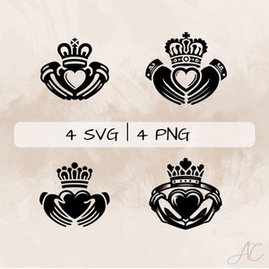 Claddagh SVG bundle, Irish Claddagh  PNG, Claddagh Crest Clipart, Hand drawn Claddagh pictures for print and engraving