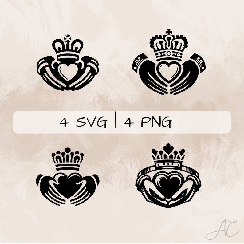 Claddagh SVG Bundle, Irish Claddagh PNG, Claddagh Crest Clipart, Hand ...