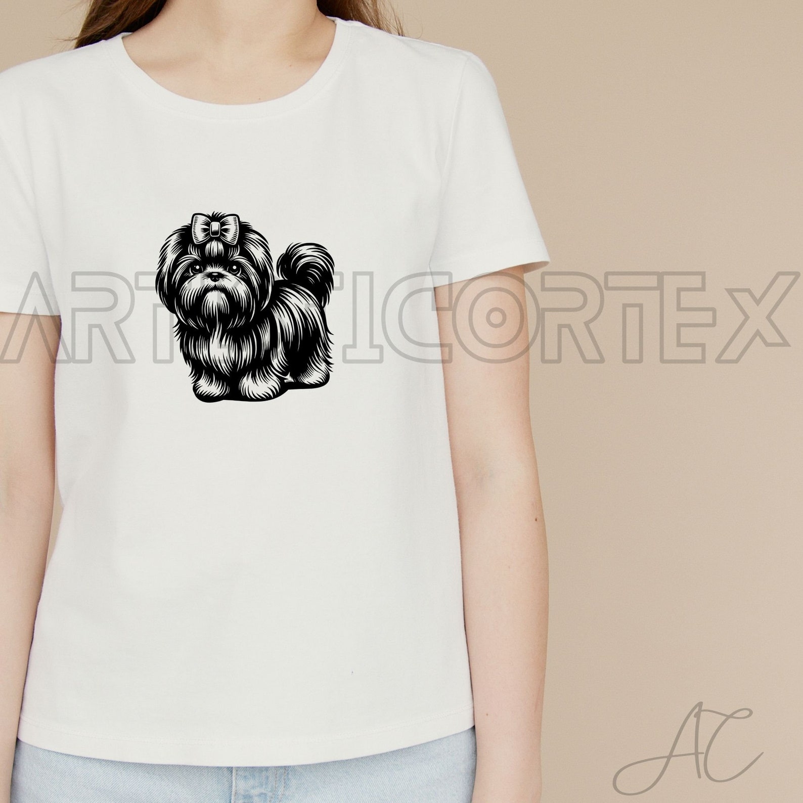 Shih Tzu SVG Bundle, Shih Tzu With Bow PNG, Cute Shih Tzu Clipart, Hand ...