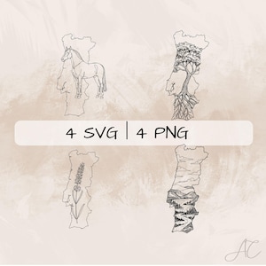Portugal SVG Bundle, Portugal Outline PNG ,Portugal Country Clipart, Hand drawn Portugal Map pictures for print and engraving