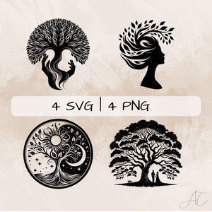Tree of life SVG, Lovers tree PNG, Women tree Clipart, Hand drawn Tree pictures for print and engraving