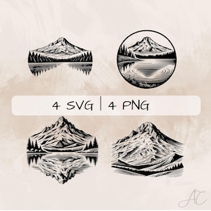Mount Hood SVG Bundle, Hood Mountain PNG , Mountain Clipart, Hand drawn Mount Hood pictures for print and engraving
