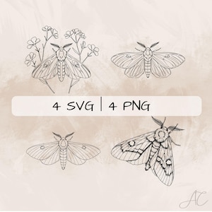 Moth SVG Bundle, Moth PNG , Insect Clipart, Hand drawn Moth pictures for print and engraving