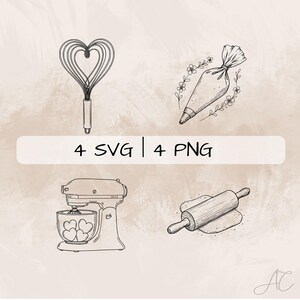 Baker SVG Bundle, Chef Pastry PNG , Baking Whisk Clipart, Hand drawn Baker pictures for print and engraving