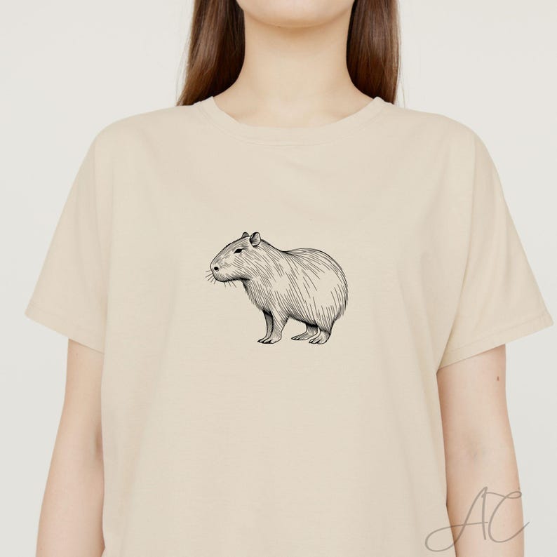 Delicate Capybara SVG Bundle, Capybara Line Art PNG, Cute Capybara Face Clipart, Hand drawn Floral Capybara pictures for print and engraving image 2