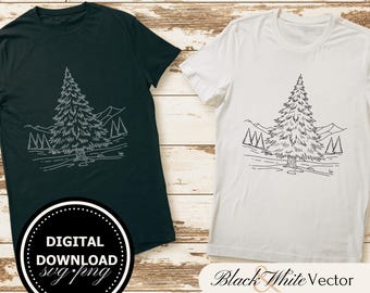 Spruce Tree SVG Bundle: Hand-Drawn Clipart, PNG Graphics (Digital Download)