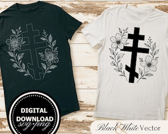 SVG-bundel orthodox kruis, patriarchaal kruis PNG, Byzantijns kruis clipart, handgetekende Russisch-orthodoxe kruis foto's om af te drukken en te graveren