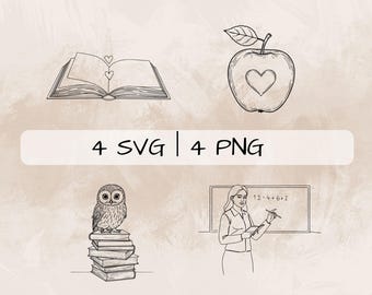 Teacher SVG Bundle, School PNG , Professor Clipart, Hand drawn Teacher pictures for print and engraving