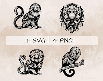 Golden Lion Tamarin SVG Bundle, Monkey PNG ,Golden Lion Tamarin Clipart, Hand drawn Golden Lion Tamarin pictures for print and engraving