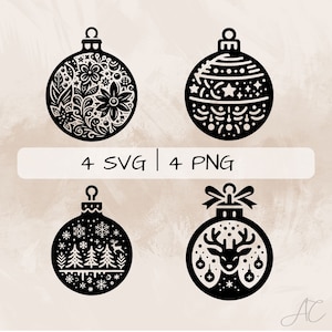 Christmas balls SVG bundle, Christmas baubles PNG, Christmas ornaments Clipart, Hand drawn Christmas balls pictures for print and engraving
