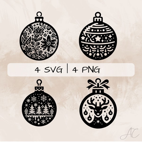 Christmas balls SVG bundle, Christmas baubles PNG, Christmas ornaments Clipart, Hand drawn Christmas balls pictures for print and engraving