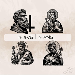 Saint Peter SVG Bundle, Peter Cross PNG, St Peter and Key Clipart, Hand drawn Saint Peter pictures for print and engraving