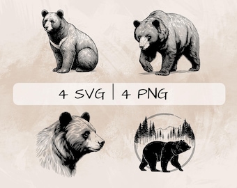 Delicado paquete SVG de oso negro asiático, arte lineal de oso PNG, clipart de cara de oso negro asiático, imágenes de osos dibujadas a mano para imprimir y grabar