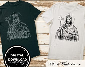Saint Vladimir SVG Bundle, Volodymyr the Great PNG, St Vladimir Clipart, Hand drawn patron saint pictures for print and engraving