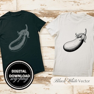 Aubergine SVG Bundle, Gemüse PNG, Lebensmittel Clipart, Handgezeichnete Aubergine Bilder zum Drucken und Gravieren