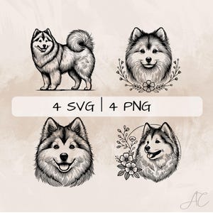 Delicate Pomsky SVG Bundle, Pomsky Line Art PNG, Pomsky Dog Clipart, Hand drawn Pomsky Dog pictures for print and engraving