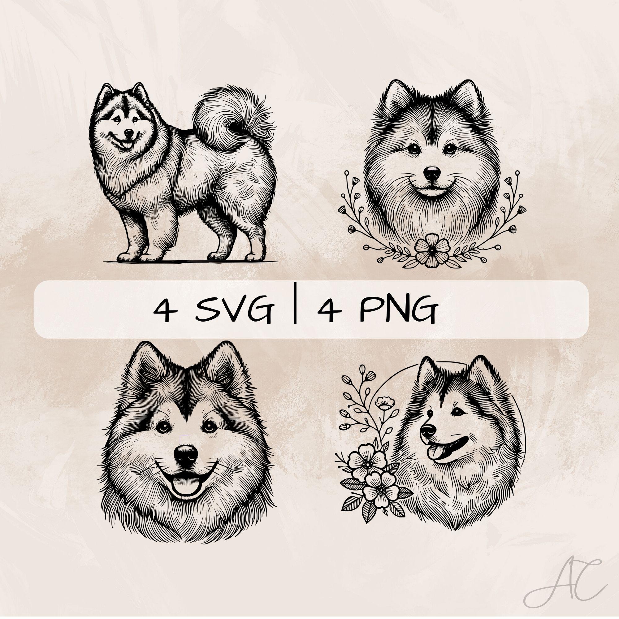 Delicate Pomsky SVG Bundle, Pomsky Line Art PNG, Pomsky Dog Clipart ...
