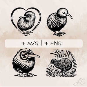 Pacote SVG de pássaro Kiwi, pássaro Kiwi na natureza PNG, clipart engraçado de pássaro Kiwi, imagens desenhadas à mão de pássaros Kiwi para impressão e gravação