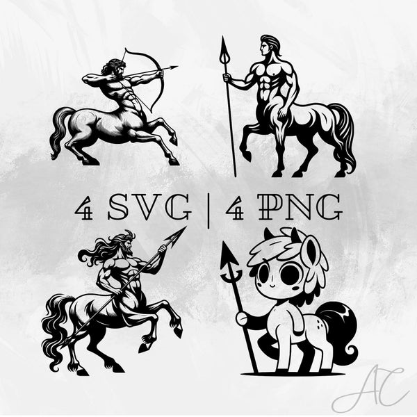 Centaur SVG bundle, Centaur with spear PNG, Mythological creature clipart , Vector, Hand drawn Centaur pictures for print and engraving
