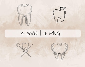 Dentist SVG Bundle, Tooth PNG ,Dentist Clipart, Hand drawn Dentist pictures for print and engraving