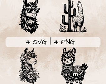 Llama SVG, Lama glama PNG Floral Llama Clipart, Hand drawn Llama pictures  for printing and engraving