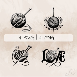 Knitting SVG bundle, Knitting needles PNG, Crochet Clipart, Hand drawn Knitting  pictures for print and engraving