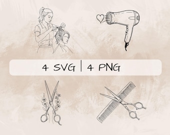 Hairstylist SVG Bundle, Hair DRESSER PNG ,Hair stylist Clipart, Hand drawn Hairstylist pictures for print and engraving